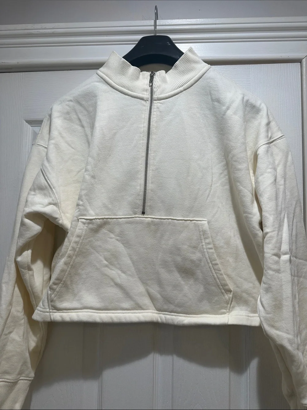 PINK Victoria's Secret Cream Half-Zip Crop Sweatshirt